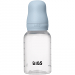 BIBS Anti-Colic Baby Bottle Silicone koolikuid ennetav pudel silikoonist lutiga Baby Blue 150 ml