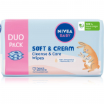 NIVEA BABY Soft & Cream &Otilde;rnad niisked salvr&auml;tikud beebile 2x57 tk