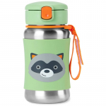 Skip Hop Spark Style Straw Bottle roostevabast terasest veepudel k&otilde;rrega Racoon 12 m+ 350 ml