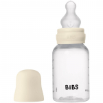 BIBS Anti-Colic Baby Bottle Silicone koolikuid ennetav pudel silikoonist lutiga Ivory 150 ml