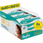 Pampers Aqua Soft Touch Niisked puhastusr&auml;tikud lastele 6x60 tk