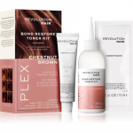 Revolution Haircare Plex Bond Restore Kit komplekt juuksev&auml;rvi elavdamiseks varjund Chestnut Brown 1 tk
