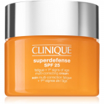 Clinique Superdefense&trade; SPF 25 Fatigue + 1st Signs Of Age Multi-Correcting Cream Niisutaja esimeste vananemise m&auml;rkide vastu kuivale ja kombineeritud nahale SPF 25 30 ml