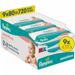 Pampers Sensitive Baby Wipes Niisked puhastusr&auml;tikud lastele 9x80 tk