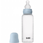 BIBS Anti-Colic Baby Bottle Silicone koolikuid ennetav pudel silikoonist lutiga Baby Blue 270 ml