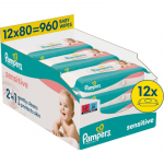 Pampers Sensitive Baby Wipes Niisked puhastusr&auml;tikud lastele 12x80 tk