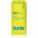 Attitude Sunly Kids Mineral Sunscreen Stick SPF 50+ Mineraalne kaitsekreen n&auml;ole ja kehale pulgakujuline lastele 60 g