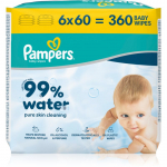 Pampers 99% Water Baby Wipes Niisked puhastusr&auml;tikud lastele 6x60 tk