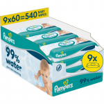 Pampers 99% Water Baby Wipes Niisked puhastusr&auml;tikud lastele 9x60 tk