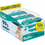 Pampers 99% Water Baby Wipes Niisked puhastusr&auml;tikud lastele 12x60 tk