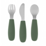 Petite&Mars Take&Match Stainless Steel Cutlery Set s&ouml;&ouml;giriistad lastele Misty Green 12m+ 3 tk