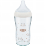 NUK Perfect Match Glass Bottle klaasist lutipudel temperatuuri reguleerimisega 3m+ 230 ml