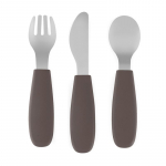 Petite&Mars Take&Match Stainless Steel Cutlery Set s&ouml;&ouml;giriistad lastele Bitter Cocoa 12m+ 3 tk