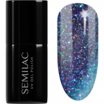 Semilac UV Hybrid Galaxy Flash Geelk&uuml;&uuml;nelakk UV / LED lambiga kasutamiseks varjund 826 Virtual Blue 7 ml