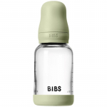 BIBS Baby Glass Bottle Round Latex koolikuid ennetav pudel Sage 120 ml