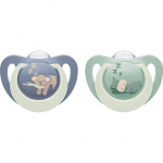 NUK First Choice Night 0-6m lutt Hippo/Koala 2 tk