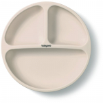 BabyOno Siilicone Plate 6m+ sektoriteks jagatud taldrik iminapaga Beige 1 tk