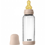 BIBS Baby Glass Bottle Round Latex koolikuid ennetav pudel Blush 240 ml