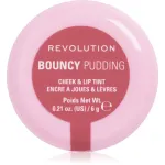Revolution Bouncy Pudding Lip & Cheek Mitmeotstarbeline huulte- ja n&auml;omeik varjund Rosy Cloud 6 g