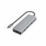 Hama CONNECT2Media USB-C Hub, 9 porti, 100 W, hall - S&uuml;learvutidokk