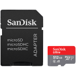 SanDisk Ultra microSDXC, 512 GB, hall - MicroSD m&auml;lukaart SD adapteriga (SDSQUAC-512G-GN6MA)