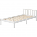 Puidust voodi 90x200 cm valge m&auml;nnipuidust raam peatsiga