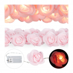 Valguskett 330 cm valge roosidega 20 sooja LED-lampi