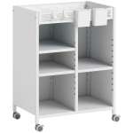 Raamaturiiul 53x34x69,5 cm valge metall ratastel
