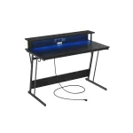M&auml;ngulaud 120x60x91 cm eebenimust LED ja USB-pesad