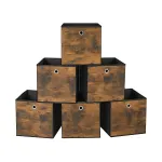 Kokkupandavad hoiukastid 6 tk 30x30x30 cm pruun-must