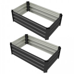 Metallist lillekast 2 tk 100x60x30 cm tumehall teras
