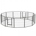 Koera aedik 80 cm must 12 paneeli teras ja 2 ust