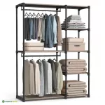 Avatud riidekapp 43 x 124 x 182 cm taupe riiulitega
