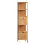 Kitsas vannitoakapp 30x30x140 bambus riiulid ja sahtlid