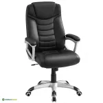 Ergonoomiline kontoritool must PU-kate ja k&auml;etoed