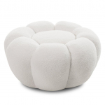 Tumba PERLE 61x61x31 cm &uuml;mar valge boucl&eacute; kangas