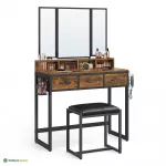 Meigilaud peegliga 90x40x140,8 cm pruun taburetiga