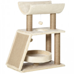 Kassi ronimispuu 60 &times; 30 &times; 76 cm helepruun sisalpostidega