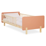 Puidust lastevoodi 90x200 cm oranž m&auml;nniraamiga ja piirdega