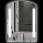 Vannitoa peegel 50x70 cm h&otilde;be LED-valgustus ja klaasriiul