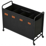 Suur pesukorv ratastega 79 x 40 x 91 cm must 2 sektsiooni