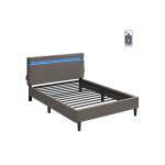 Metallist voodiraam 140 x 200 cm LED tumehall