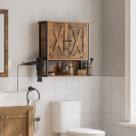 Vannitoakapp seinale 60x16x60 cm must-pruun riiulitega