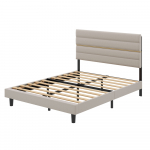 Voodiraam 202 &times; 160 &times; 110 cm beež metall peatsiga