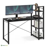 Kirjutuslaud riiuliga 56 x 137 x 120 cm must terasraam