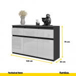 Sahtlitega kummut 120x75x35 cm