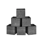 Kokkupandavad hoiukastid 6 tk 30x30x30 cm must meleeritud
