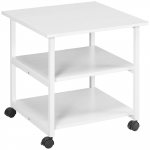 Printerilaud 50 x 50 x 52,5 cm valge 3 riiulit ratastel