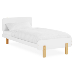 Valge &uuml;heinimesevoodi 90x200 cm m&auml;nnipuidust raam