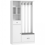Esikupink riidenagiga 100 x 30 x 180 cm valge MDF sahtliga